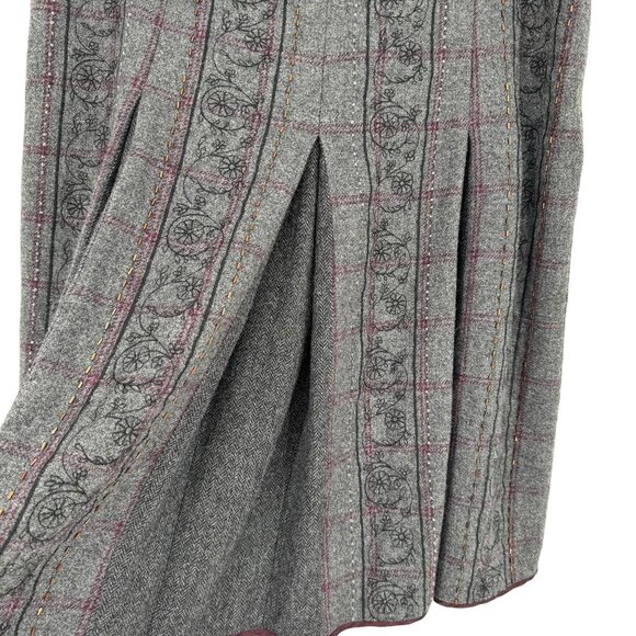 Ann Taylor Loft Size 14 Womens Pleated Gray Plaid Skirt wool blend beaded - Picture 6 of 8